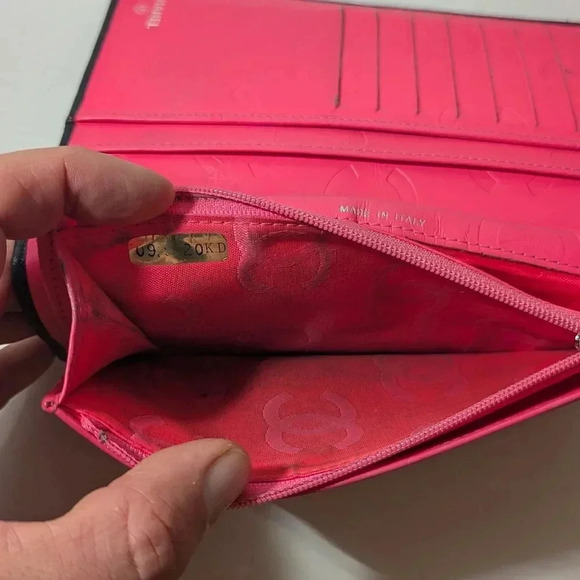 Authentic Chanel Quilted Leather Long Wallet - Black & Pink - Picture 14 of 15